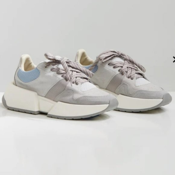 MM6 Maison Margiela Classic Chunky Platform Suede Sneakers Grey Blue Multi 5.5 - Picture 16 of 16